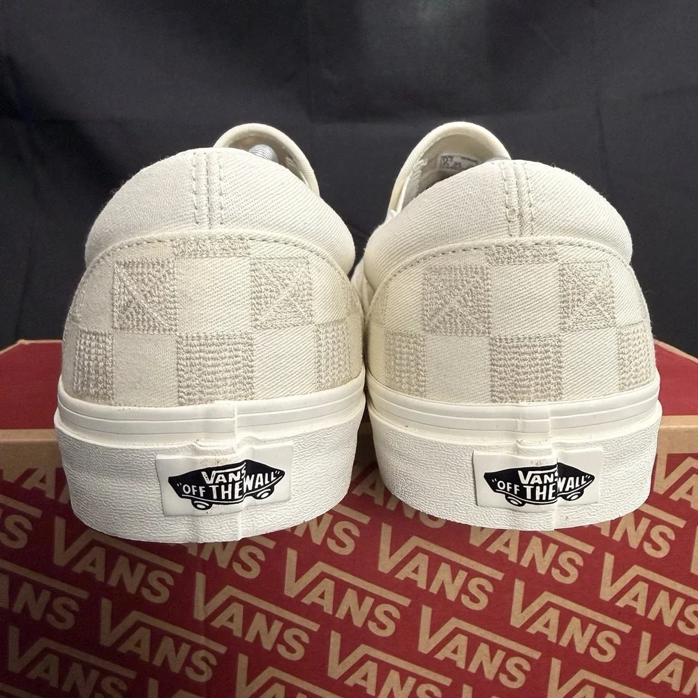 VANS Classic SlipOn Skate Shoes Stitch Checkerboard Marshmallow Wht Mens Size 13